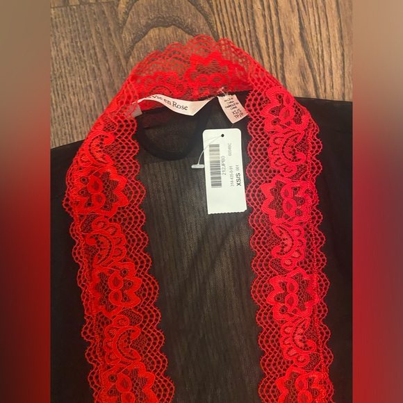 La Vie en Rose Lace Trim Mesh Kimono size XS/S - Picture 5 of 7